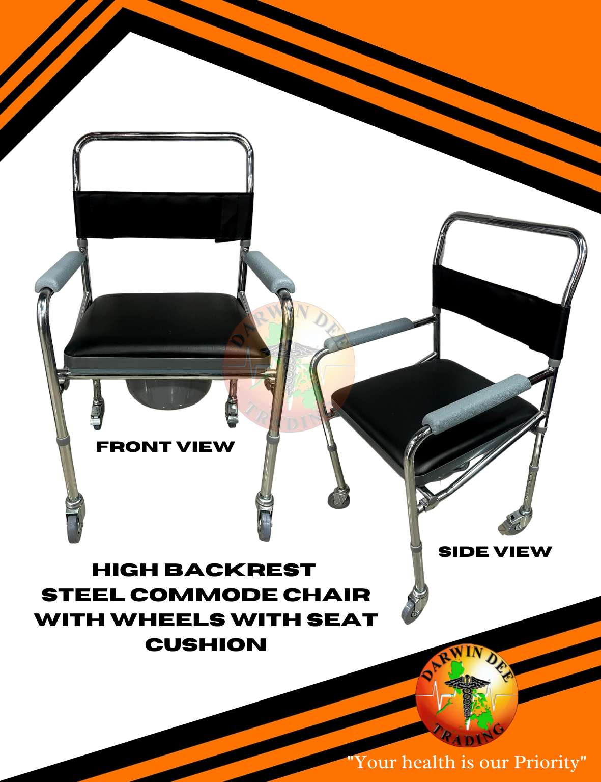 COMMODE CHAIR WITH FOAM (WITH WHEELS) | Lazada PH