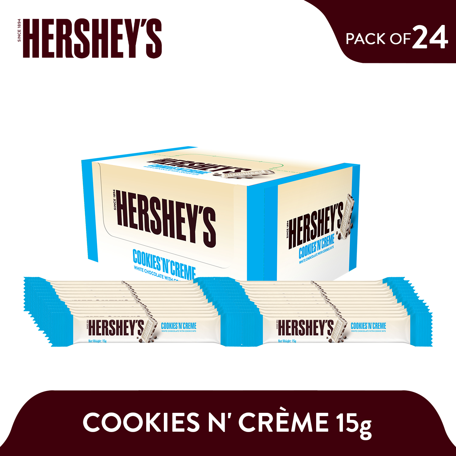 HERSHEY'S Cookies N' Crème Chocolate Bar 15g (Pack of 24) Lazada PH