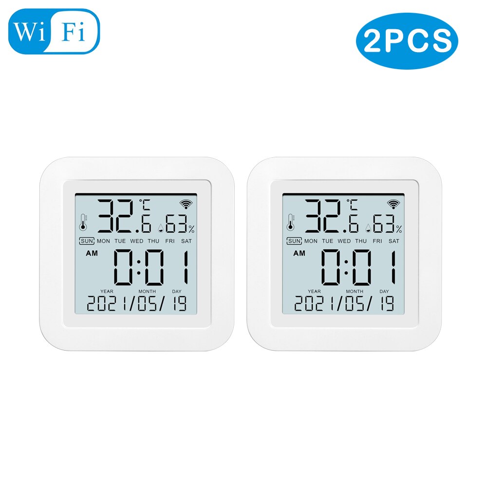 Tuya WIFI Smart Temperature Humidity Sensor Indoor Hygrometer Thermometer  With LCD Display Real Time Update USB Power Up