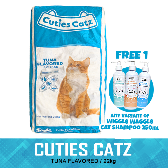 Cuties Catz Dry Cat Food Tuna & Shrimp, Seafood and Tuna 22kg with FREE