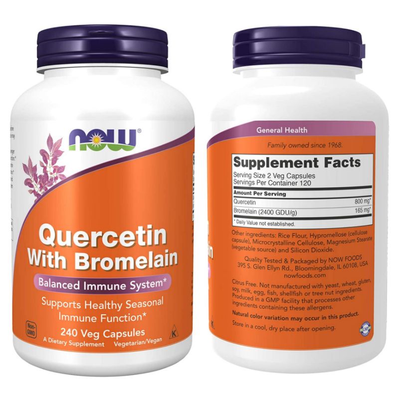 NOW Supplements Quercetin with Bromelain Balanced Immune System allergy