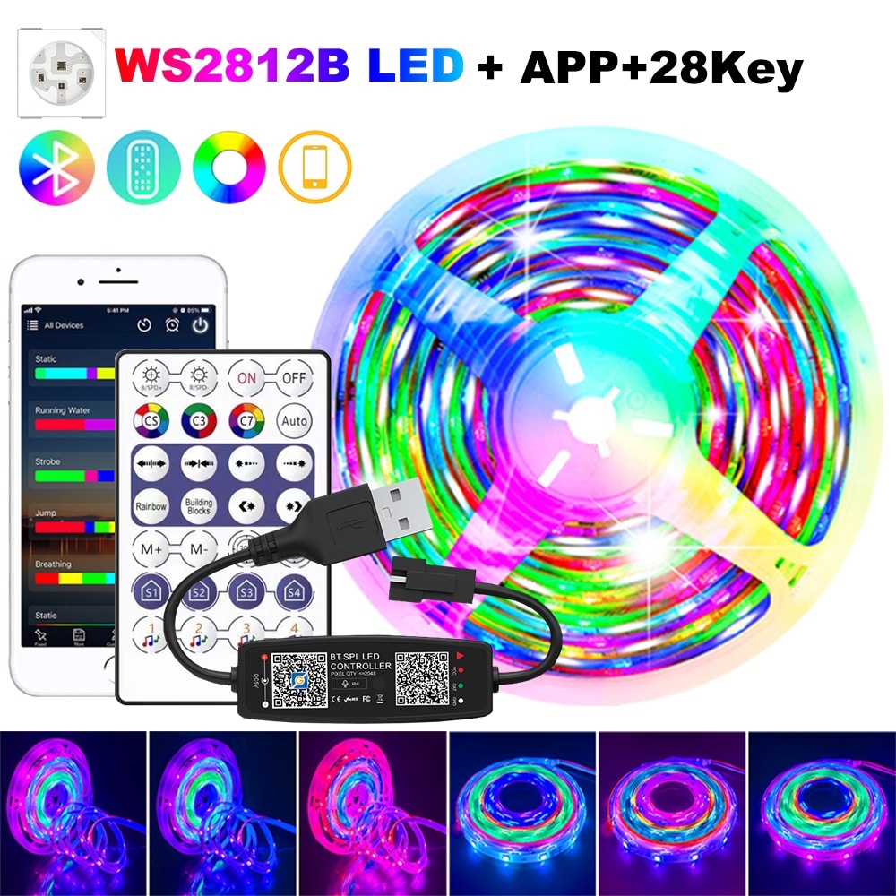 LTG-GEE WS2812B 10M Strip RGBIC 5050 5V USB String Flexible Lamp Tape ...