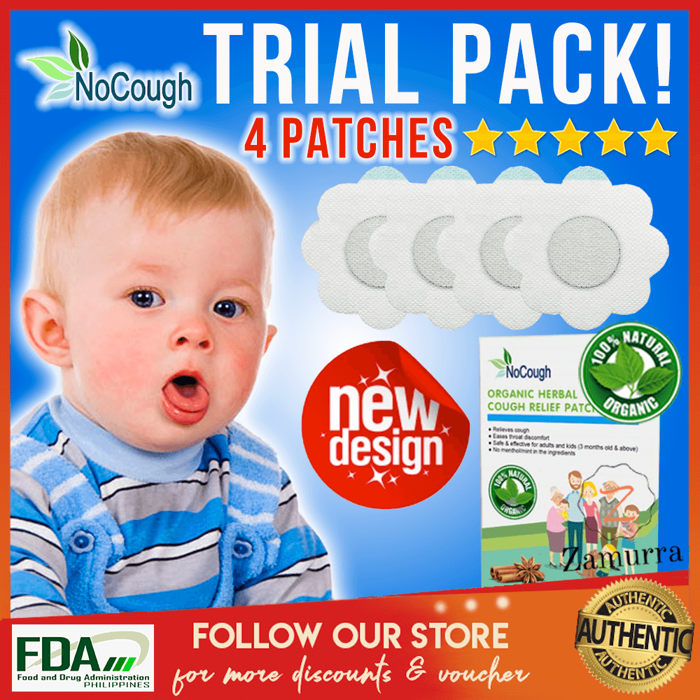 TRIAL PACK [4 PATCHES] NOCOUGH Cough Organic Herbal Relief Patch for