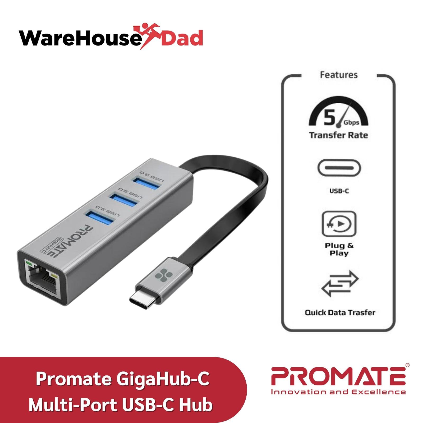 Promate GigaHubC MultiPort USBC Hub with Adapter (USB 3.0