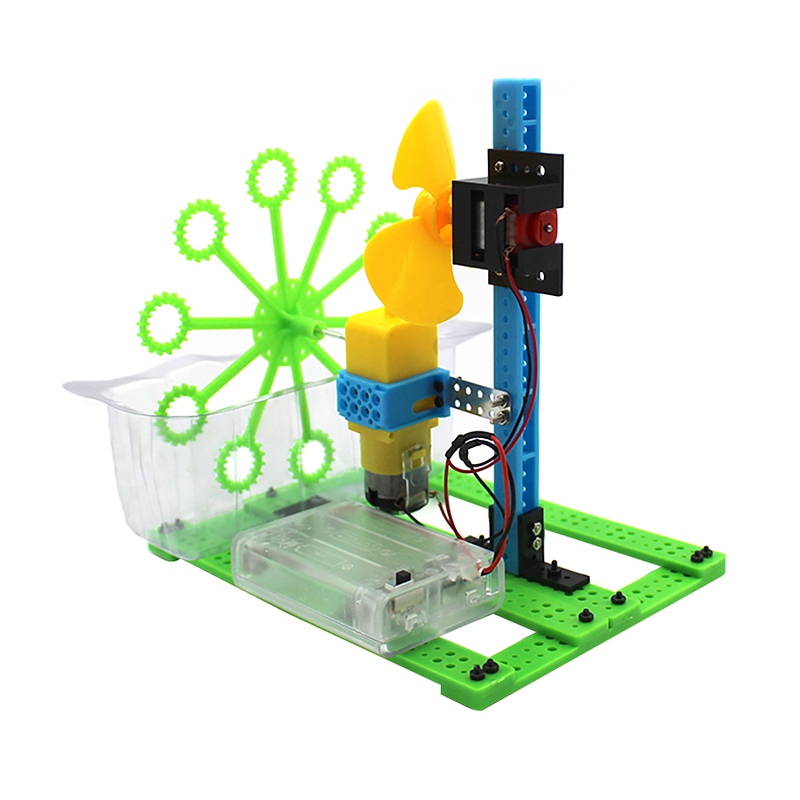 DIY Assembly เครื่องเป่าฟองโฮมเมดของเล่นไฟฟ้า Science ชุดทดลองสำหรับเด็กของเล่นนักเรียน