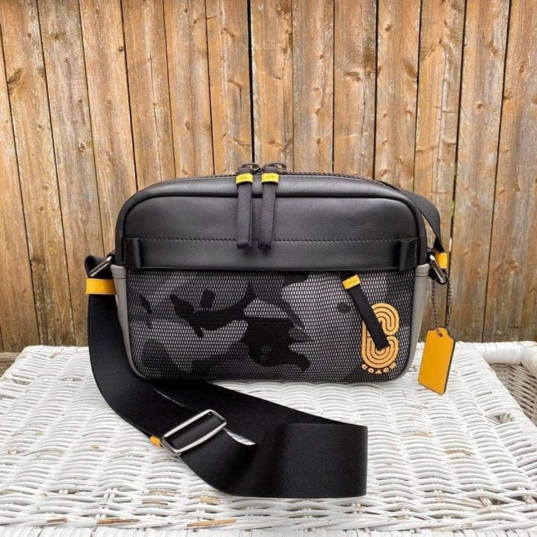 J2S Coach 2381 Edge Crossbody Bag in Printed Mesh with Camo Print and