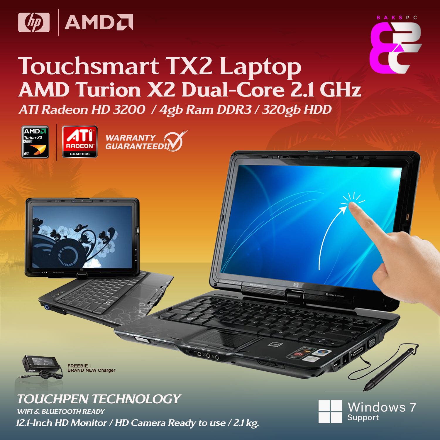 HP TOUCHSMART TOUCH PEN TMX2 LAPTOP AMD Turion II Series High Quality