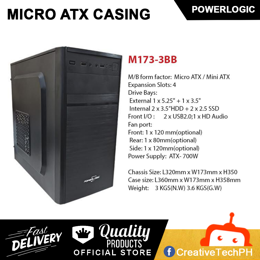 Powerlogic M173-3BB CPU Casing Desktop Casing Micro ATX Casing | Lazada PH