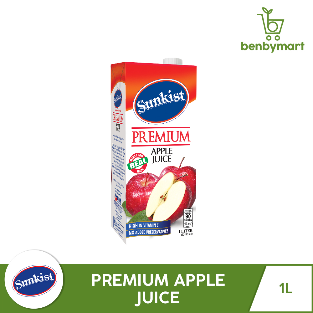 Sunkist Premium Apple Juice 1L No Added Sugar Juice Freshly