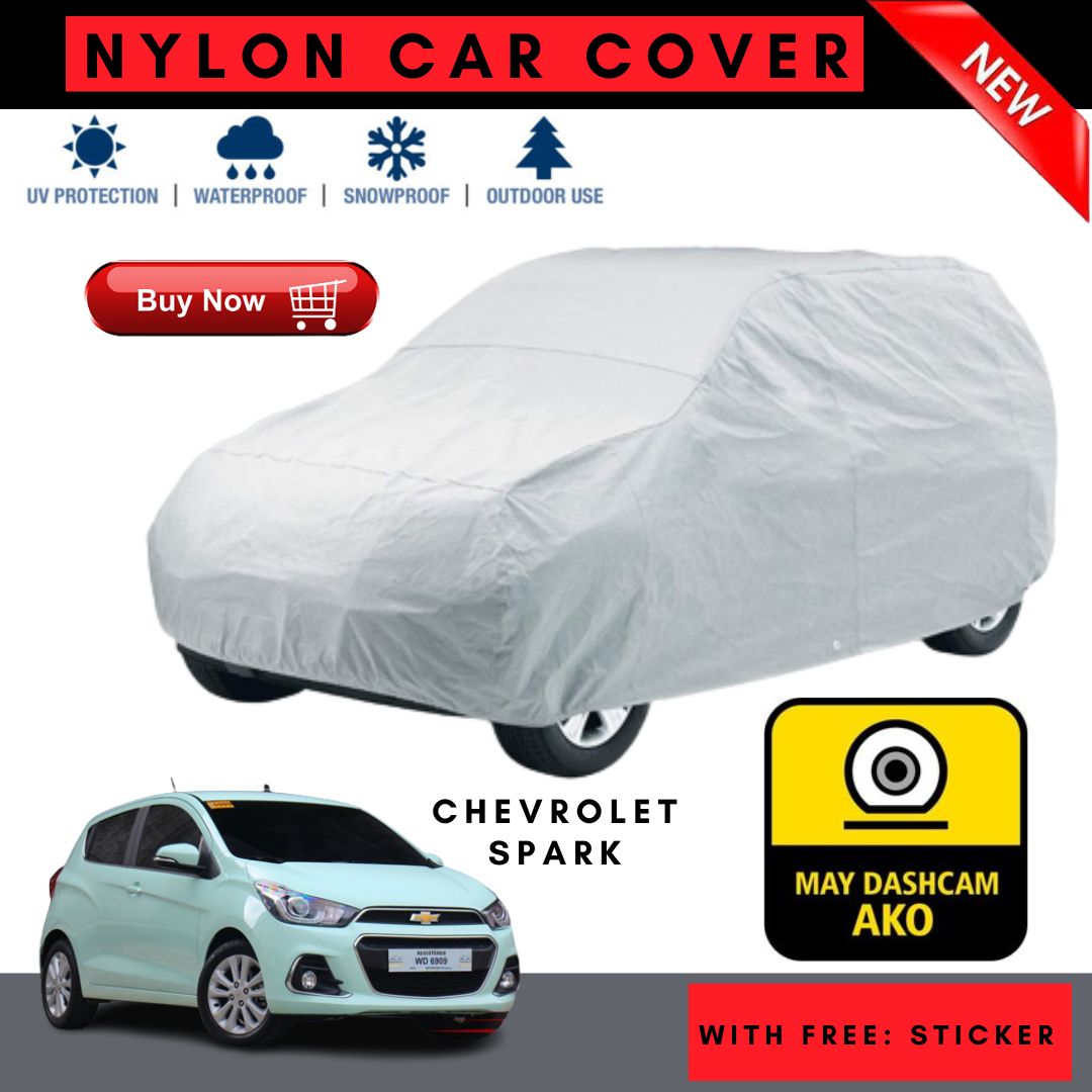CAR COVER (NYLON) FOR CHEVROLET SPARK WITH STICKER - WATERPROOF AT