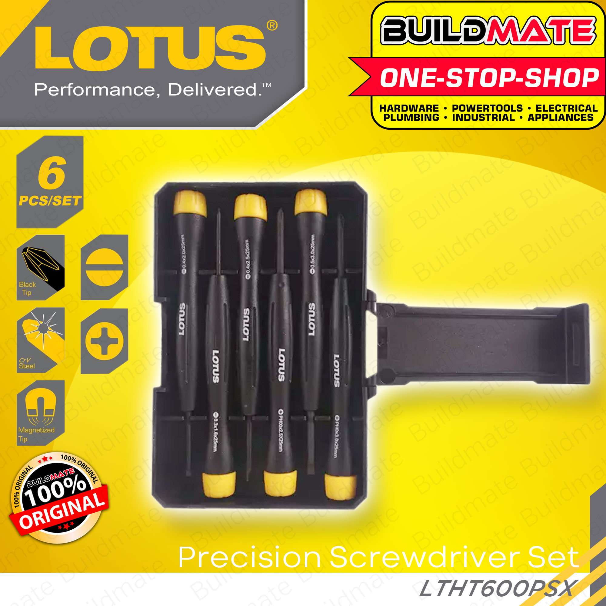 LOTUS 6 PCS Precision Screwdriver Set CrV LTHT600PSX •BUILDMATE