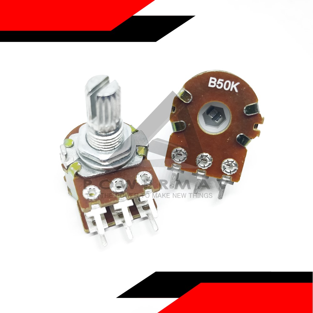2pcs 6pin 50K ohm 6 Terminal Linear Taper Rotary potentiometer B50K 50k ohm Arduino Stereo Mono