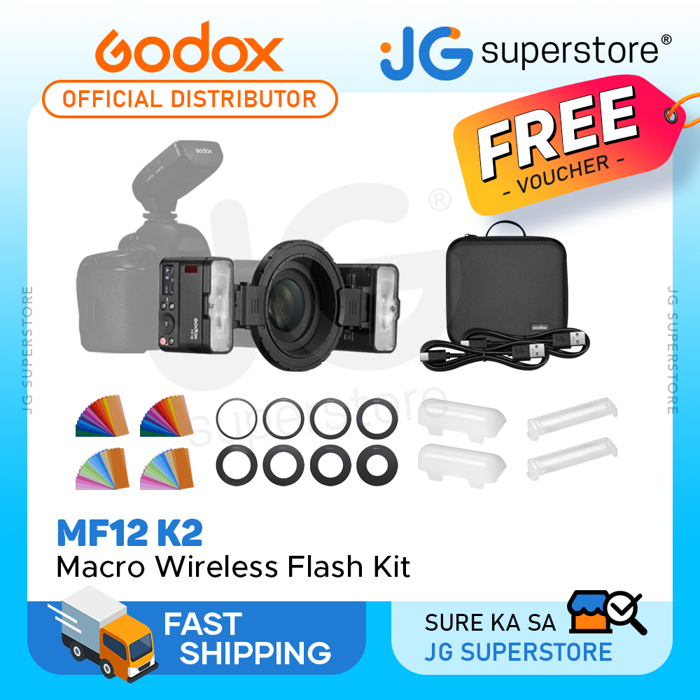 Godox MF12 Macro Flash 2Light with Adapter Rings and Mounting Ring Kit