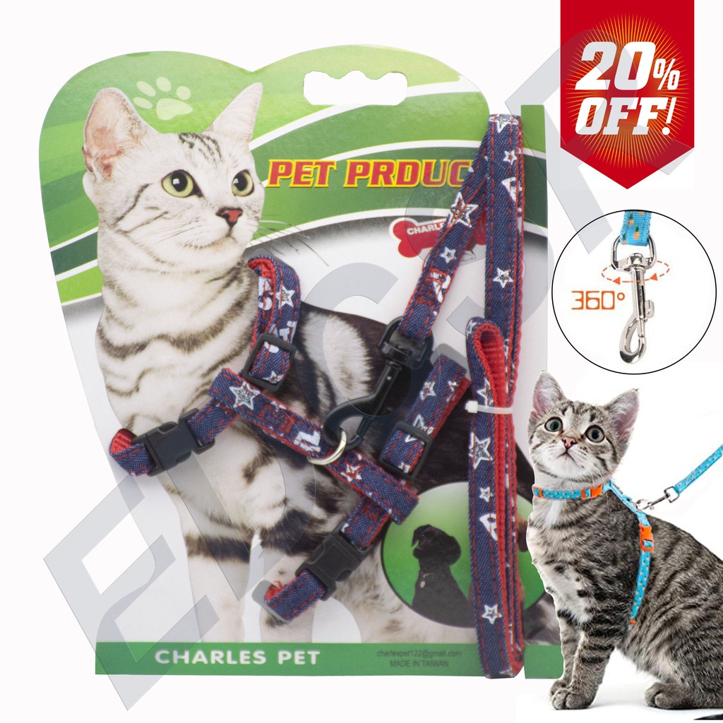 Cat Harness with Leash and Collar Adjustable Escape Proof Outdoor Walking Hshped Cat Harness