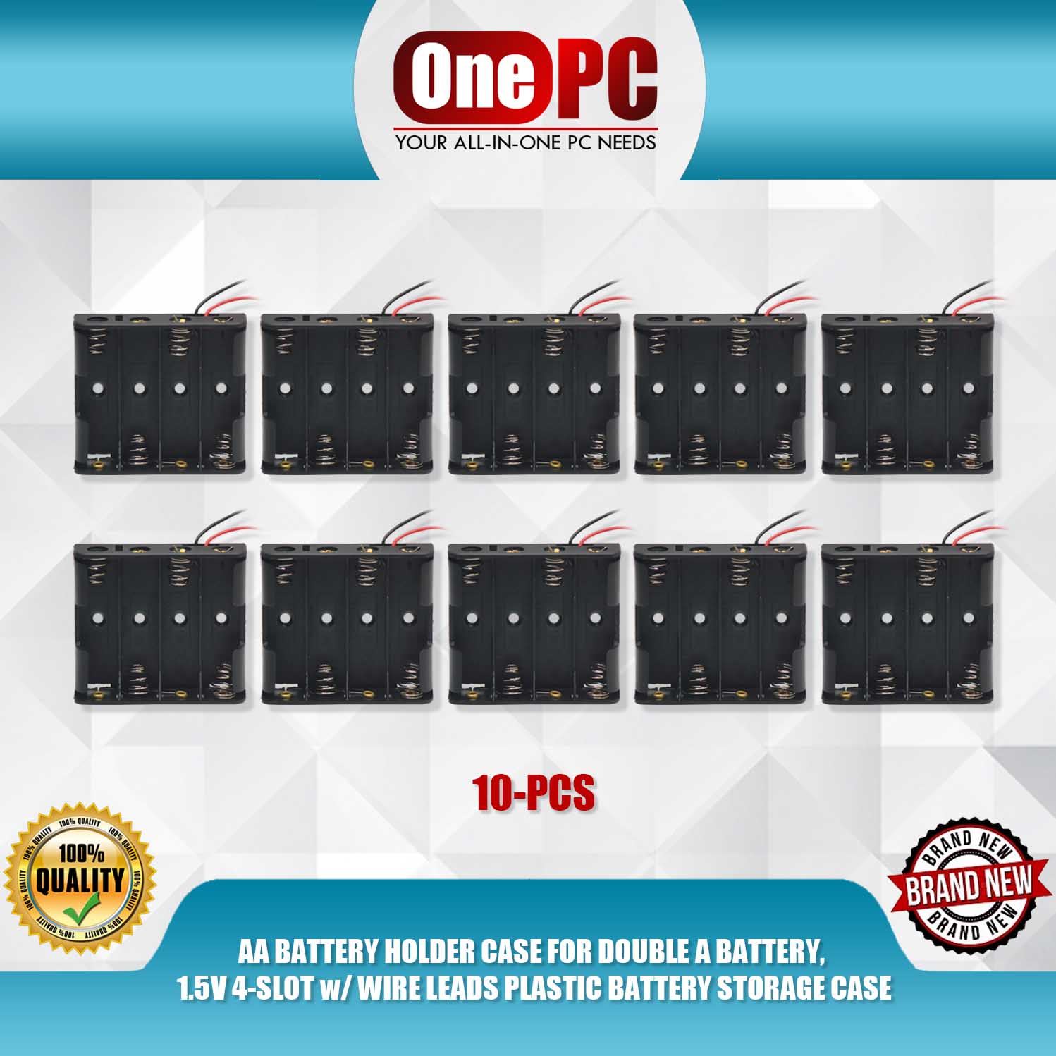 AA BATTERY HOLDER CASE FOR DOUBLE A BATTERY, 1.5V 4SLOT w/ WIRE LEADS