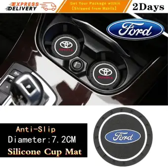 Ford Silicone Black Car Auto Water Cup Slot Non Slip Carbon Fiber Mat Accessories Car Protective Pad Car Interior Accessories For Ford Ranger Everest
