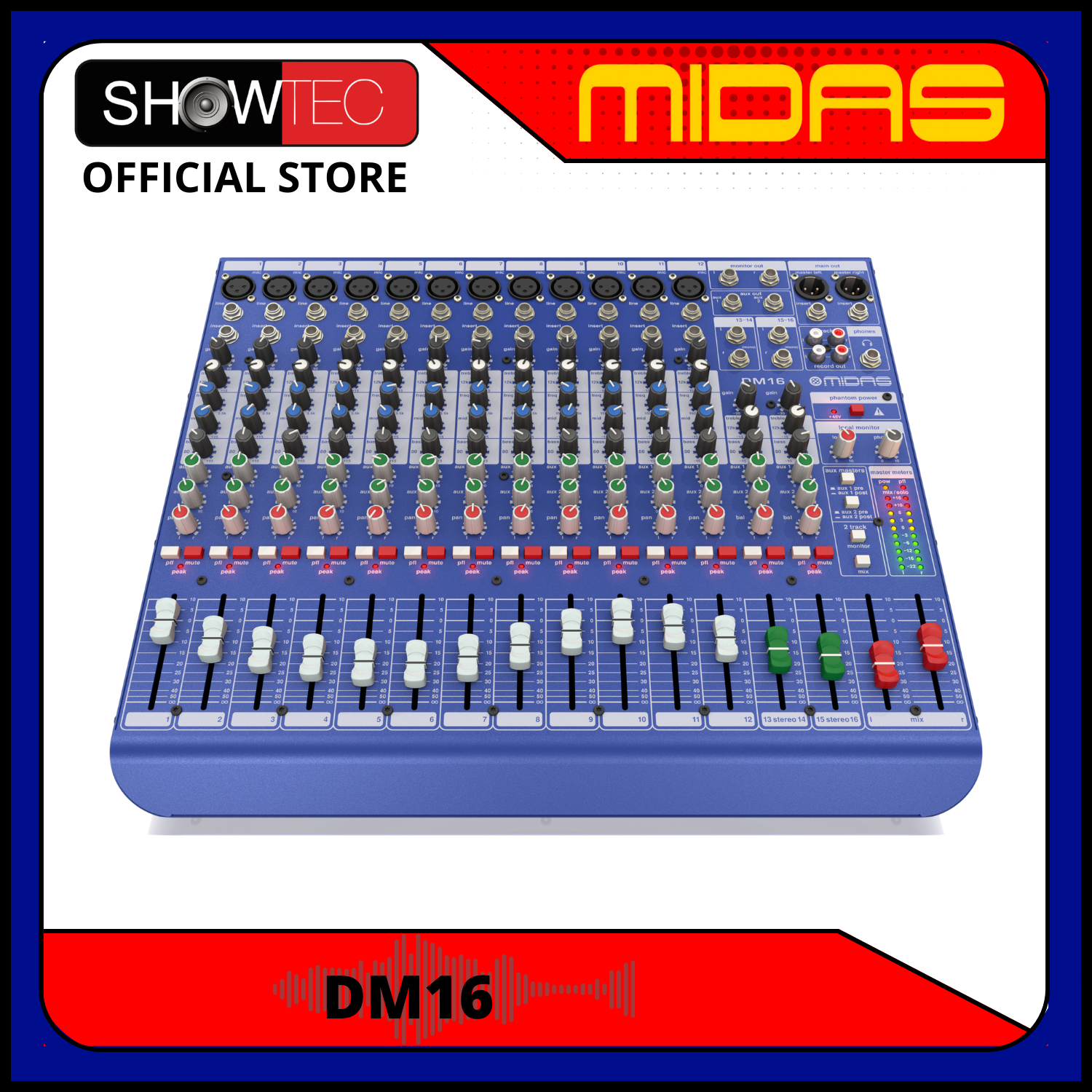 MIDAS DM16 16 Input Analogue Live and Studio Mixer with Midas