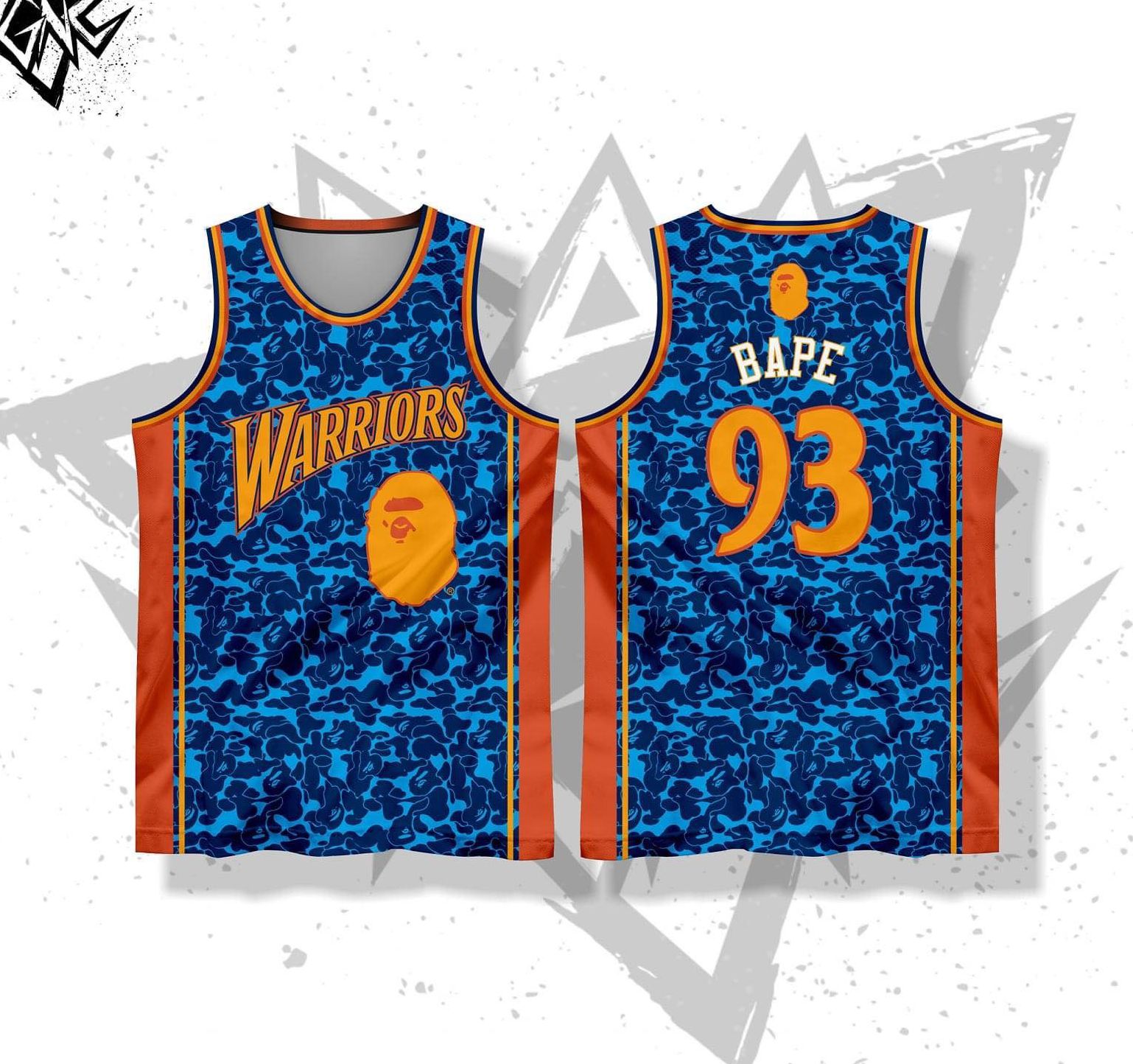 BAPE GSW 04 BASKETBALL JERSEY FREE CUSTOMIZE NAME AND NUMBER ONLY