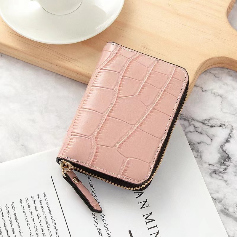 Korean Fashion Crocodile Leather Short Card Bag Wallet for Women