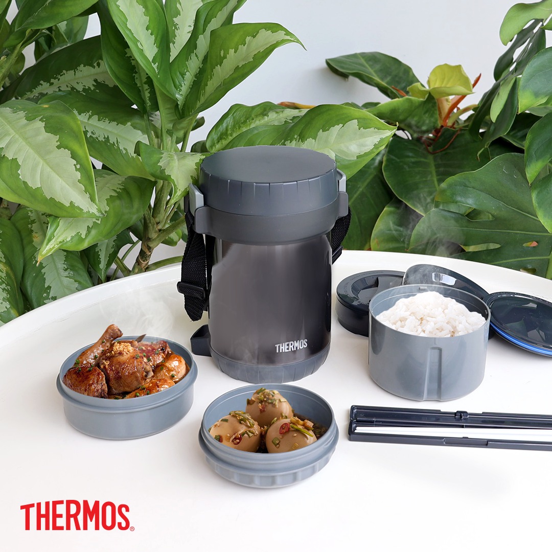 Thermos® Lunch Tote Jar 1.8L 3 layered compartments JBG 1800 Black