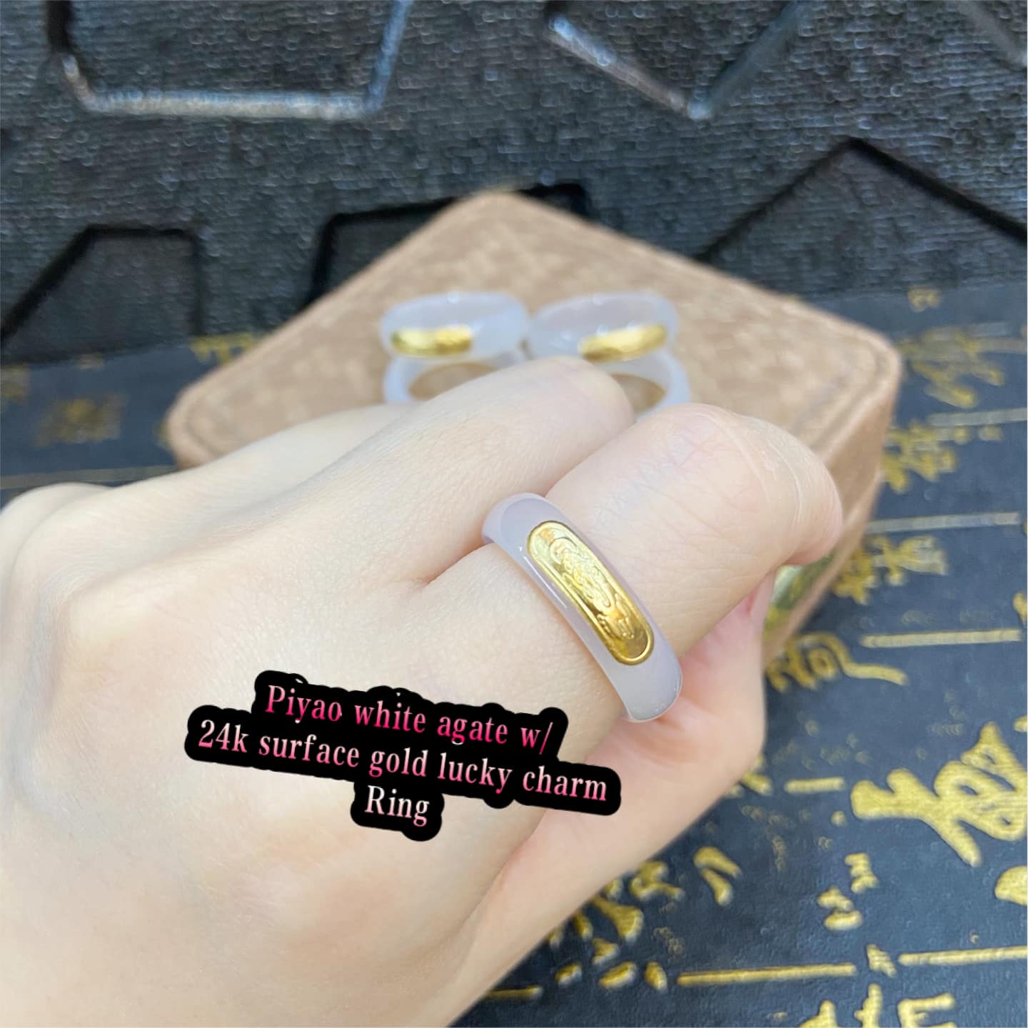 PIYAO GREEN AGATE W/ 24K SURFACE GOLD PLATED RING | Lazada PH