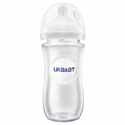 UKBABY Natural Glass Feeding Bottle 9 OZ/ 240ml