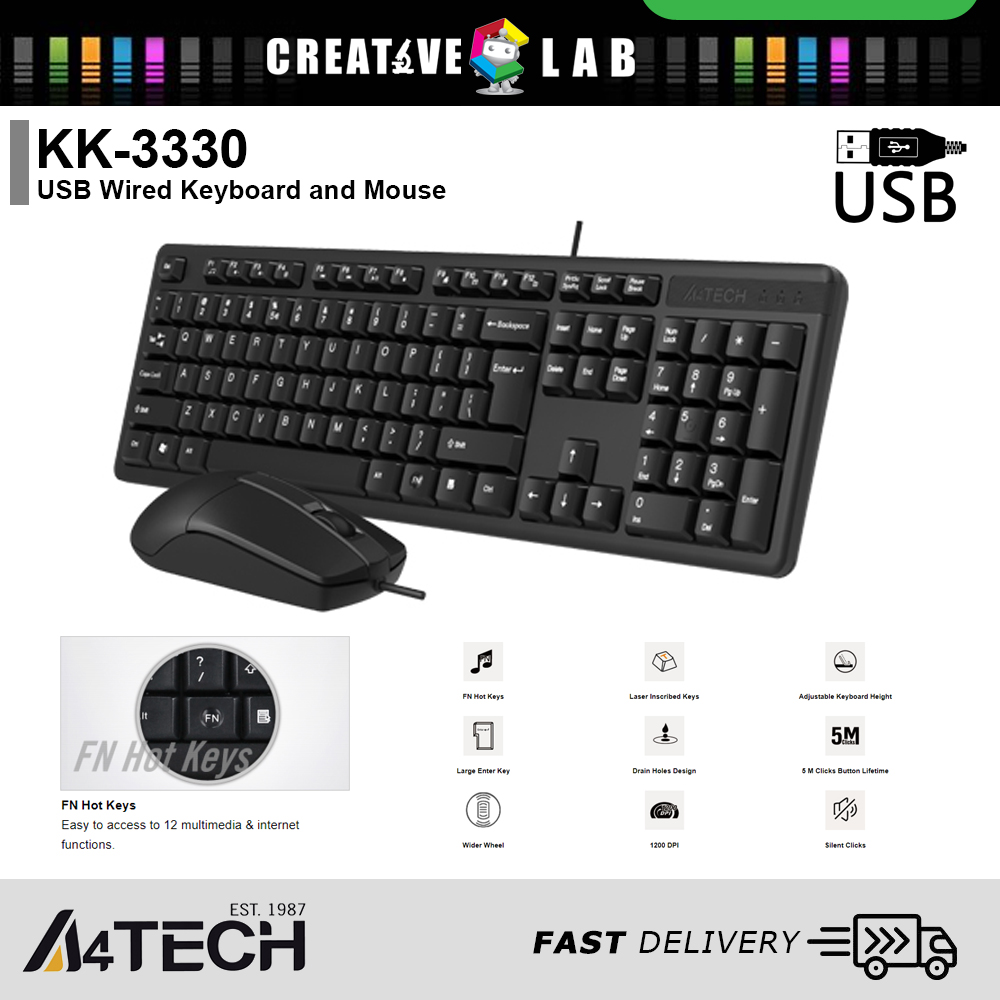 A4TECH USB Keyboard and Mouse KK3330 Multimedia FN Desktop (LTEG) Lazada PH