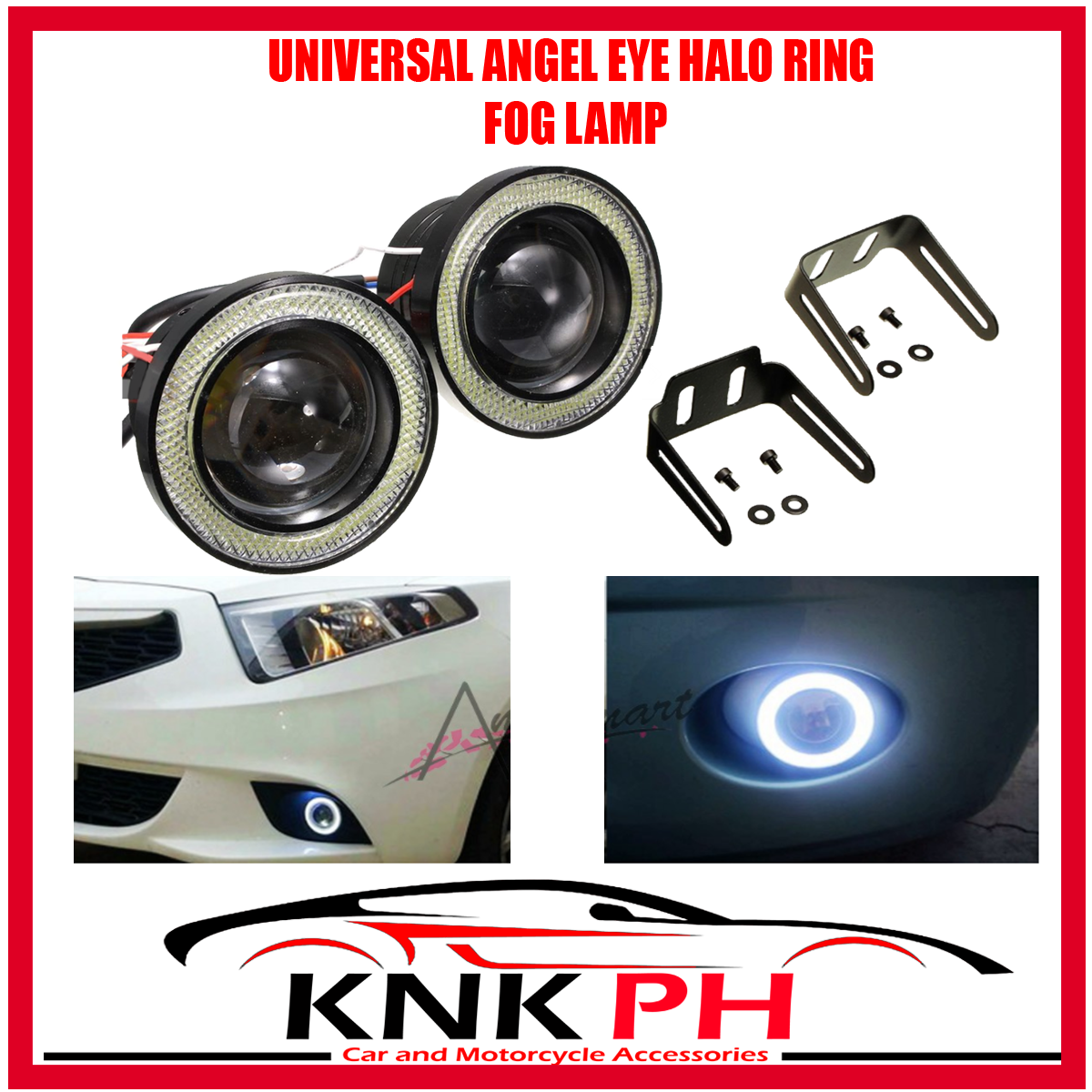 Fog Lamp Light COB Led with Angel Eyes Halo Ring Light 3.5 inches White
