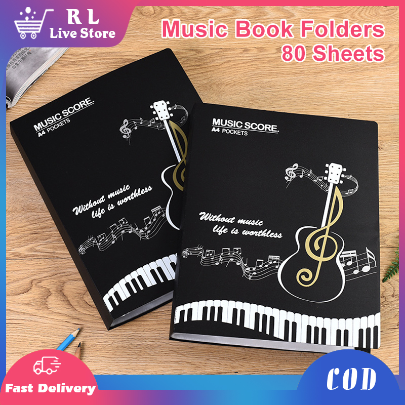 80 Sheets Music Folder Plastic A4 Guitar Music Score Folder Piano Score