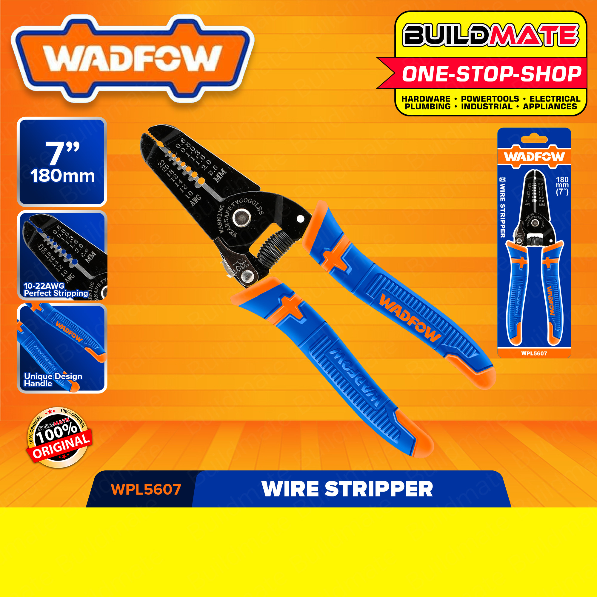 WADFOW Wire Stripper 7" Inch 180mm Wire Stripping Cutter Wire Striper