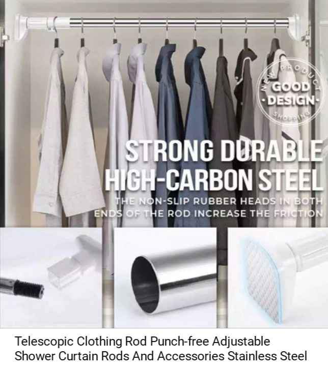 Telescopic rod Punchfree Clothes Rail Adjustable Shower Curtain Rods