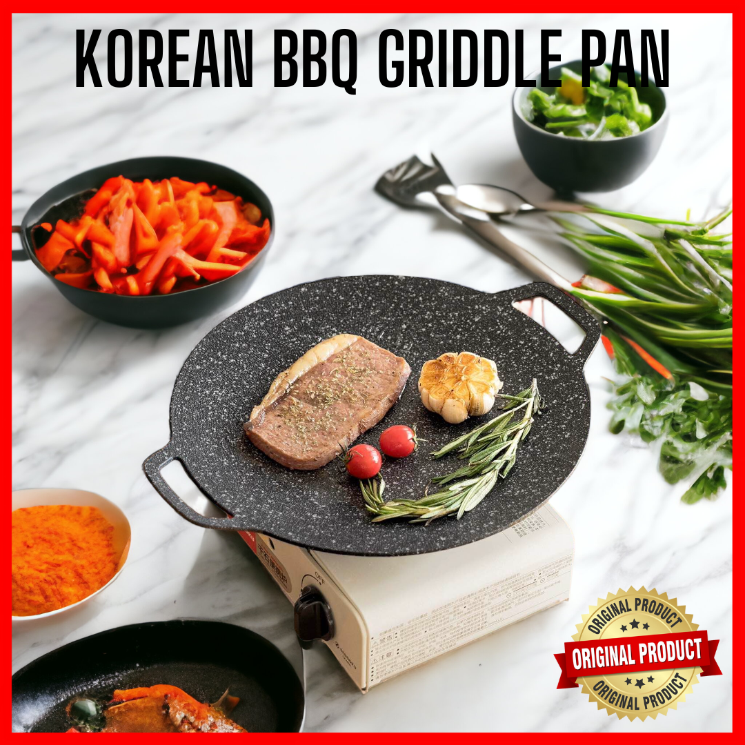 Korean BBQ Grill Pan, Korean Round Griddle Dual Handle Multifunctional For  Camping For Hamburgers 