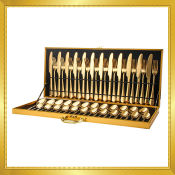 48 Piece Gold Cutlery Set with Stainless Steel Organizer
