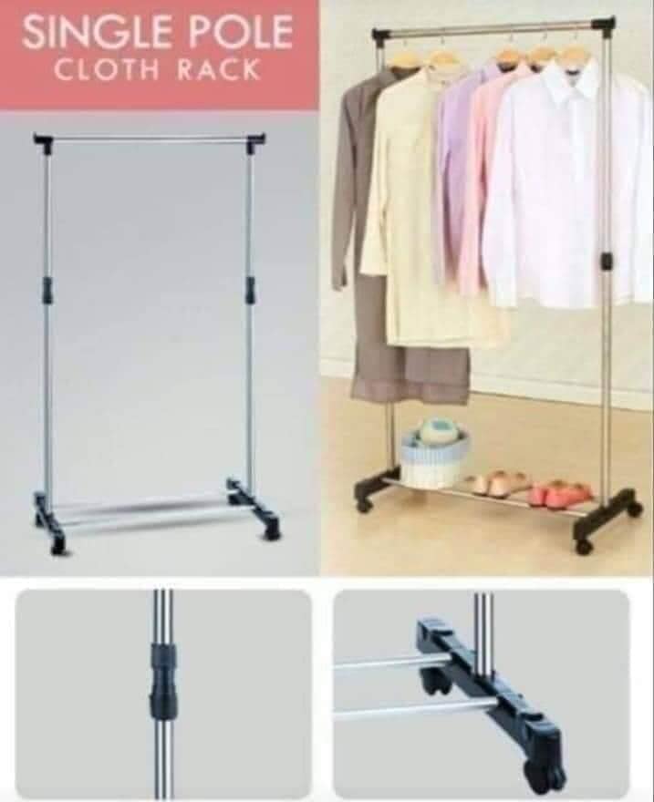High quality Single pole clothes rack { for now on with wheels