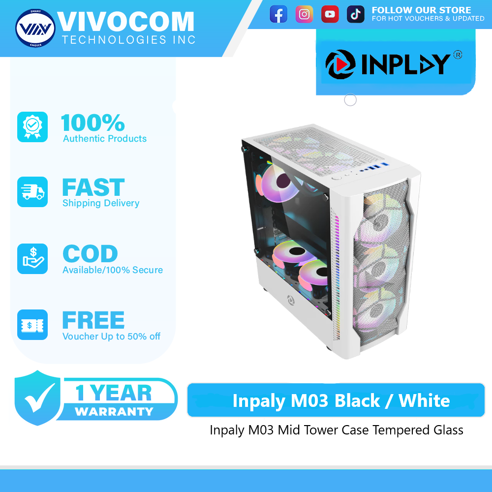 Inplay Meteor 03 Mid Tower Case Tempered Glass Gaming Computer Case ATX ...