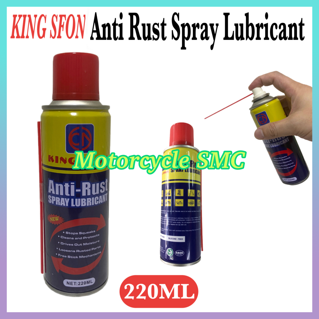 KING SFON Anti Rust Spray Lubricant 220ML Stops Squeaks Cleans and