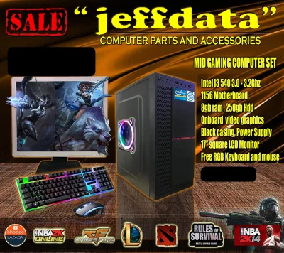Computer set package Intel i3-540 3.0-3.2Ghz 1156 8gb Onboard graphics Black case 17"square lcd rgb keyboard and mouse wifi ready ( Good for Online class , Work from home , online games jeffdata legit)(not i5 i7 Ryzen A8 A6 A10 jeffdata PC)