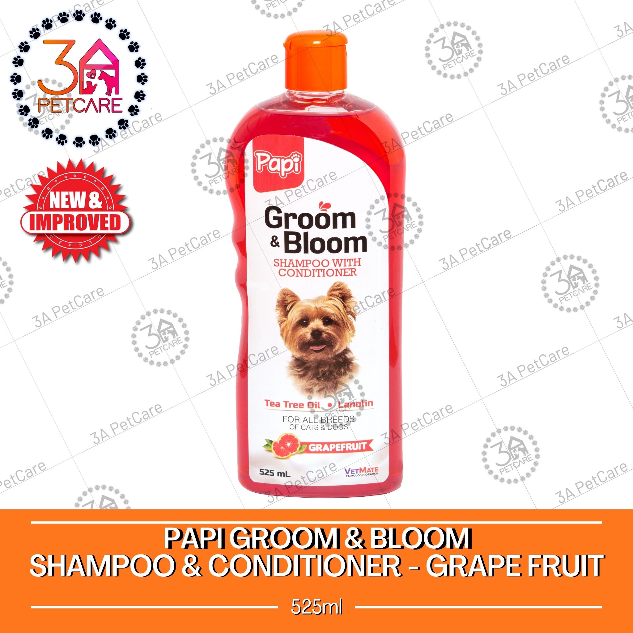 Papi Groom & Bloom Shampoo and Conditioner For All Breeds Grape Fruit