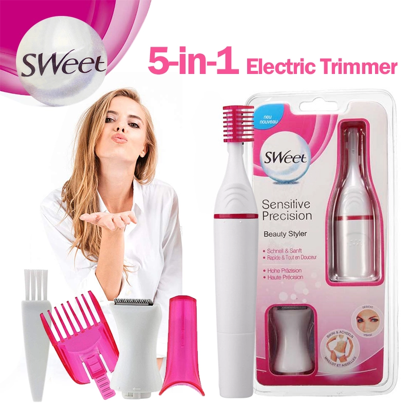 5 In 1 Women Hair Removal Shaver Electric Trimmer For Women Electric Shaving Machine Shaping Bikini Mini Trimmer Razor Eyebrow underarm Hair Trimmer Epilator Eyebrow Nose Body Facial Hair Removal