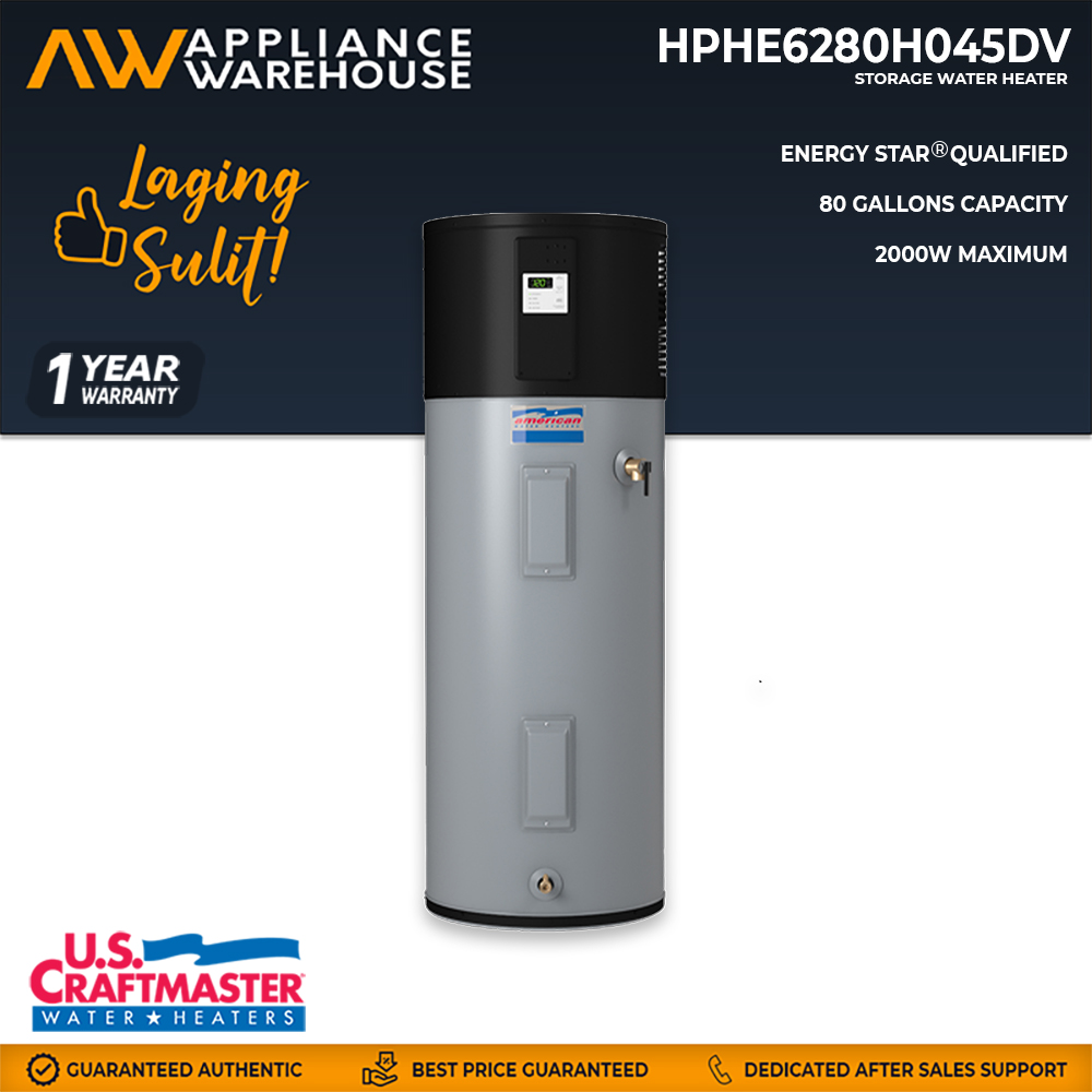 US CRAFTMASTER 80 Gallons Residential Hybrid Electric Heat Pump Water