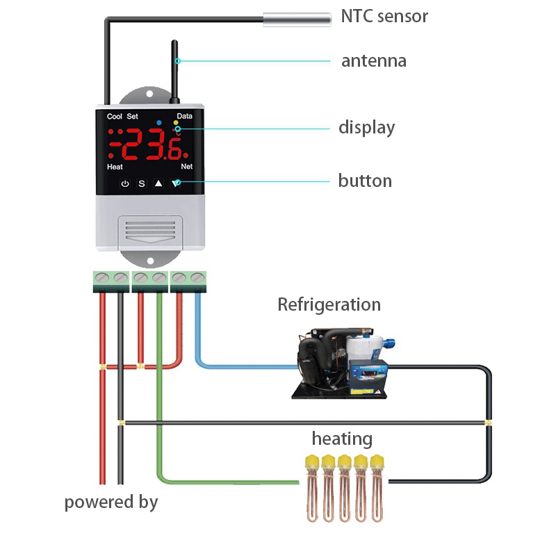 Wireless Wifi Temperature Controller Thermostat AC110-220V DTC1201 NTC Sensor Digital Display APP Control for Smart Home