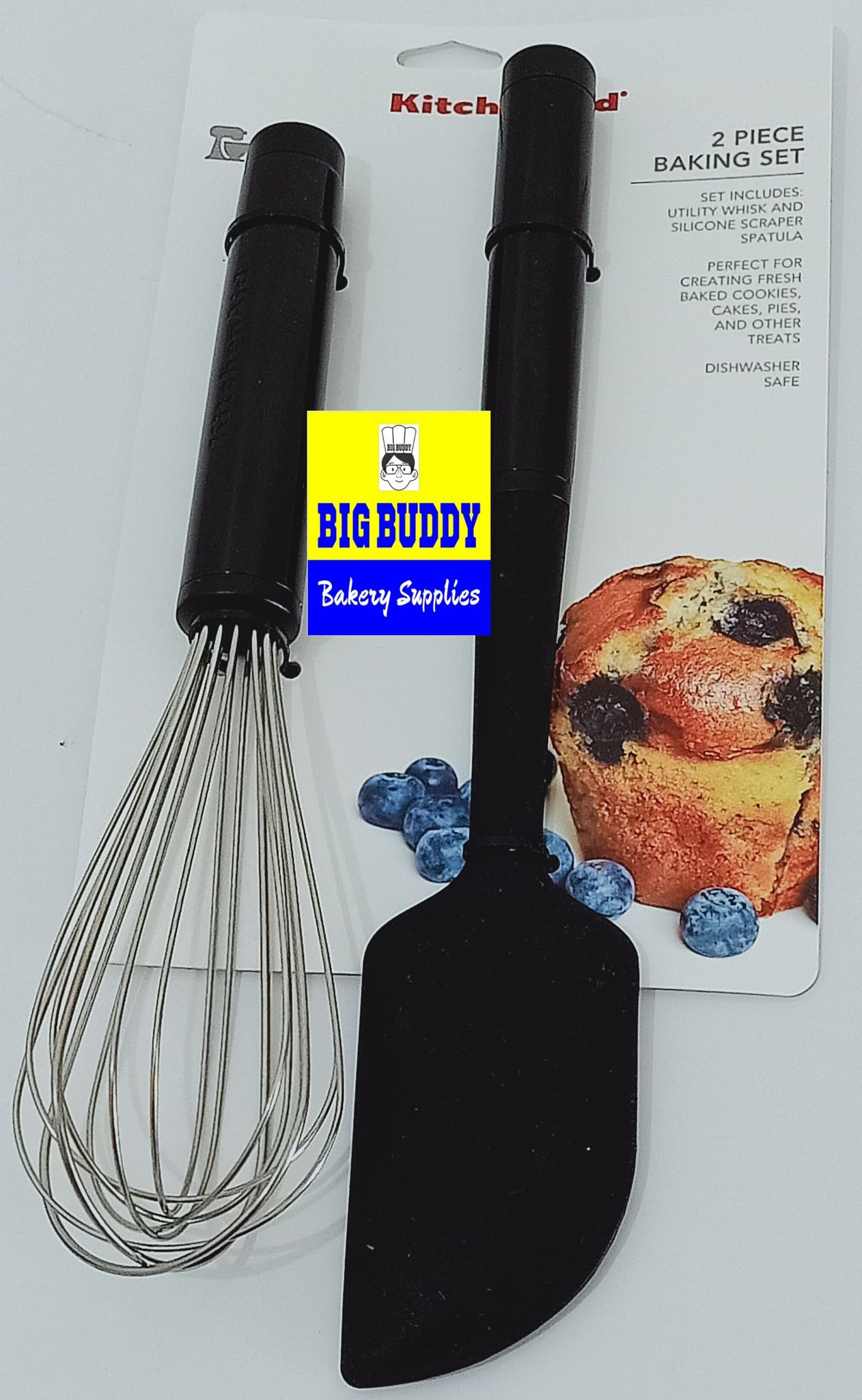 KITCHEN AID 2 Piece Baking Set Utility Whisk And Silicone Scraper