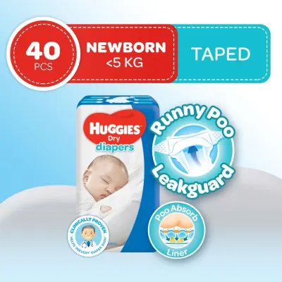 Huggies Dry Newborn - 40 pcs x 1 pack (40 pcs) - Tape Diapers