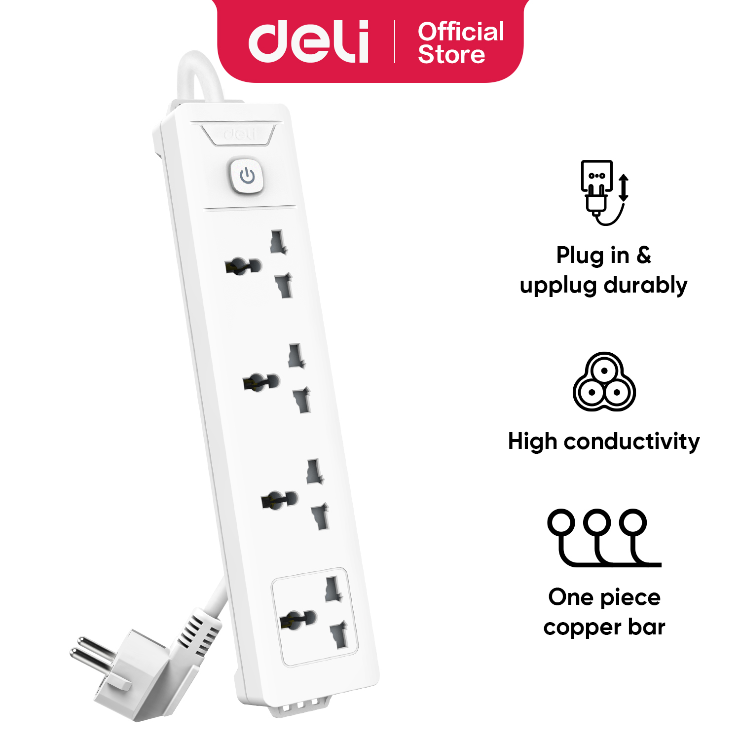 Deli 3/5M Universal Extension Socket Extension Outlet Extension Cord