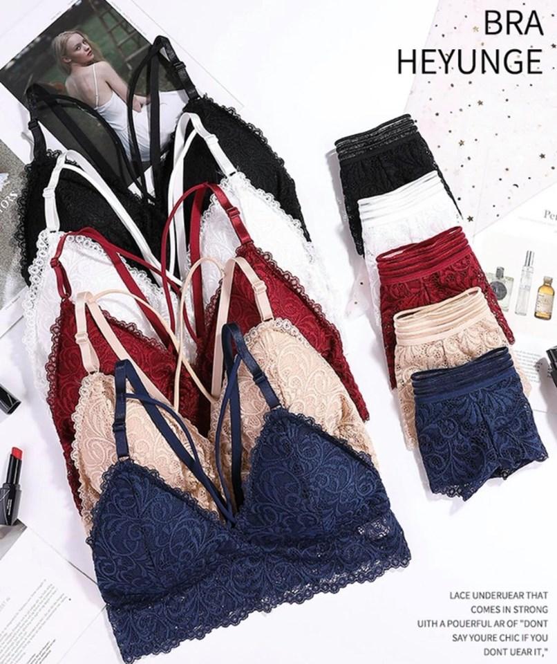 New Sexy Lace Non wired Bras Panties set wireless Bra panty Terno quality  Underwear.#DS143