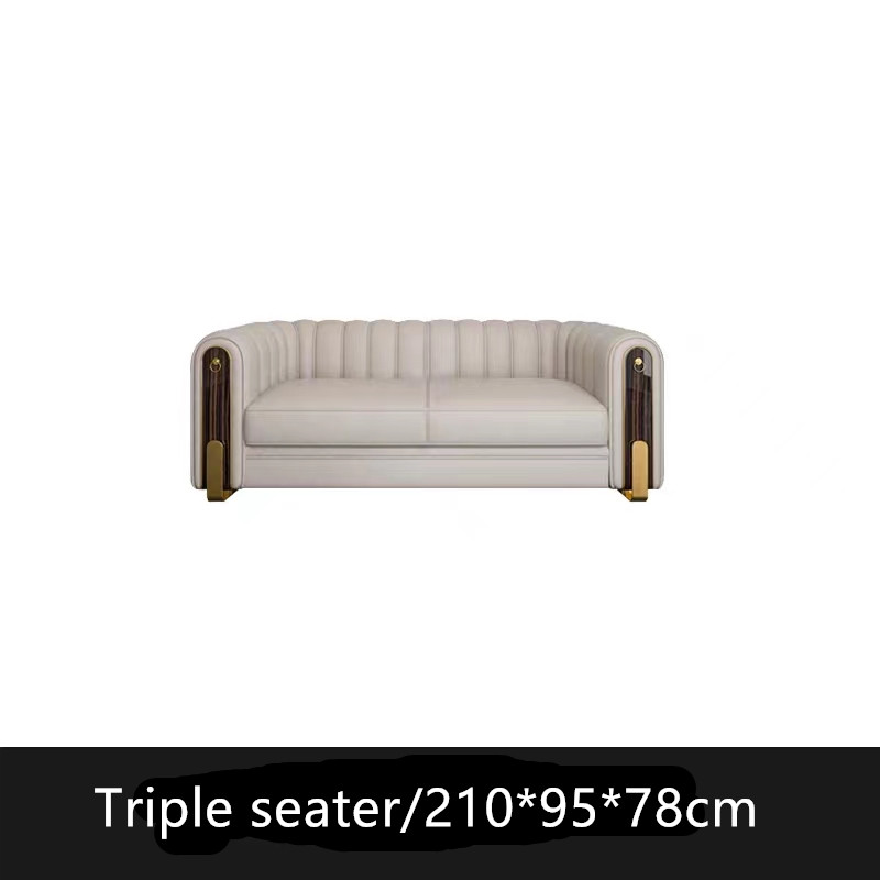 luxury Italian genuine leather sectional couch sitting living room