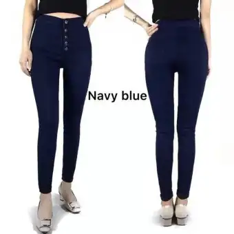 high waisted navy blue jeans