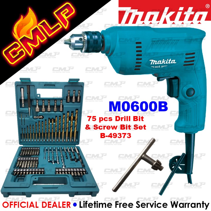 Makita Drill M0600B with Makita 75 pcs Drill Bit & Screw Bit Set B