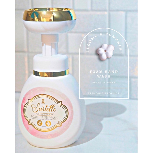 【HighQuality】Sartelle Velvet Flower Foam Hand Wash Foaming Soap Gold