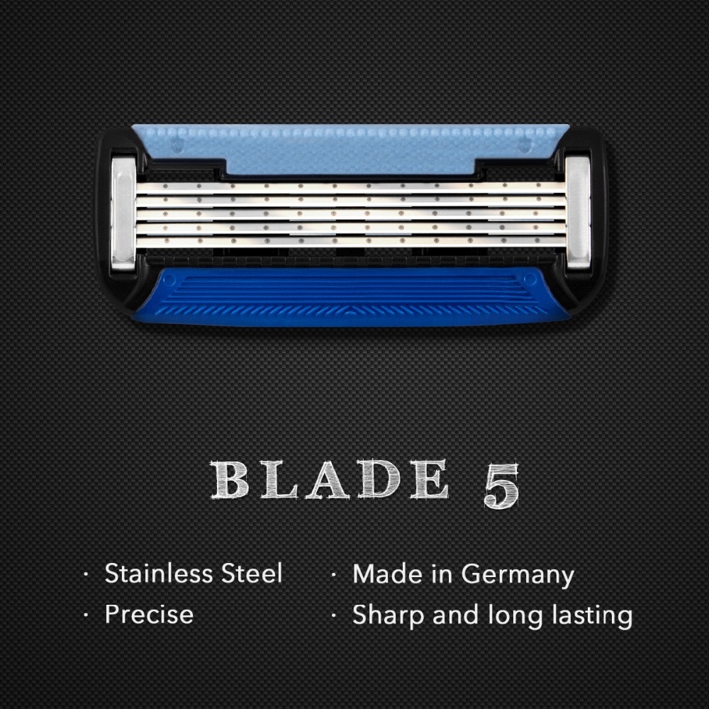 Qshave Black Spider Manual Man Shave Razor With Trimmer (1 Handle, 1Pc X6 Blade & 1Pc X5 Blade)